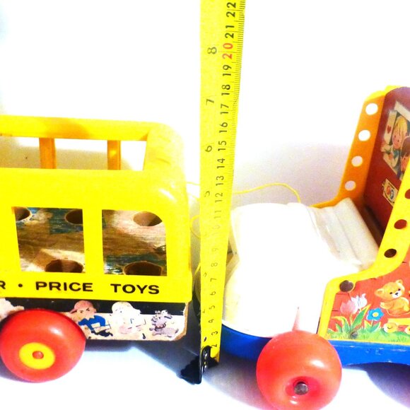 Vintage Fisher Price Pull Along BUS & SHOE Fisher Price Little People Pre-School - Picture 11 of 12